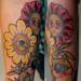 Tattoos - Owl and Flowers Color Tattoo - 59669